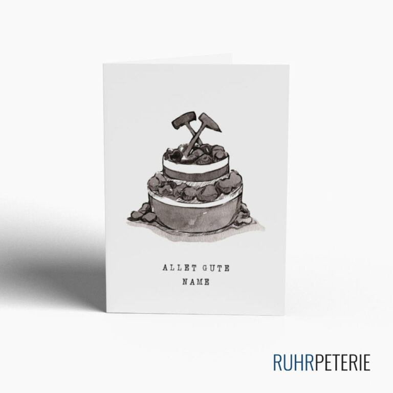 Geburtstagskarte Ruhrpott Torte aus Kohle von Papeterie Online Shop Bochum