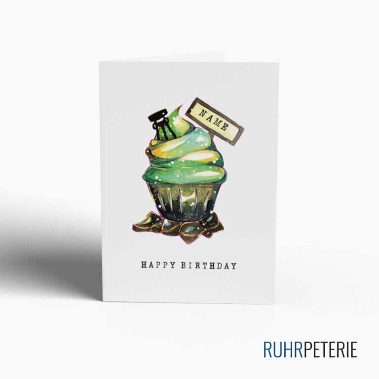 Geburtstagskarte Ruhrpott Cupcake grün von Papeterie Online Shop Bochum