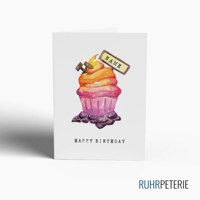 Geburtstagskarte Ruhrpott Cupcake rosa von Papeterie Online Shop Bochum
