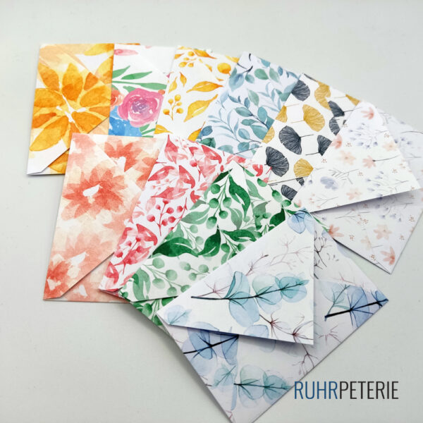 Handgemachte kleine Briefumschläge bunt von Papeterie Online Shop Bochum