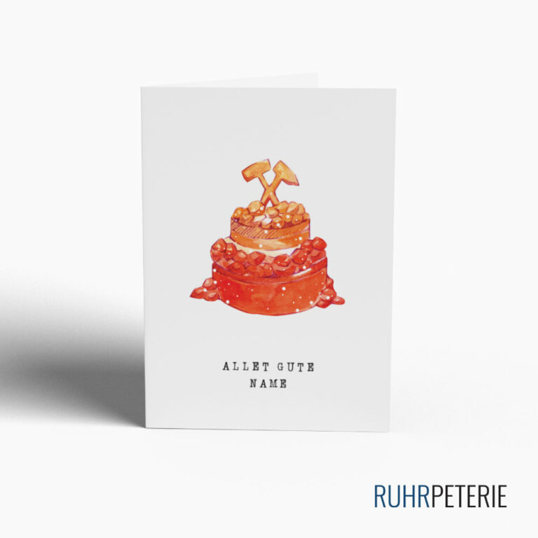 Geburtstagskarte Torte aus Kohle rot von Papeterie Online Shop