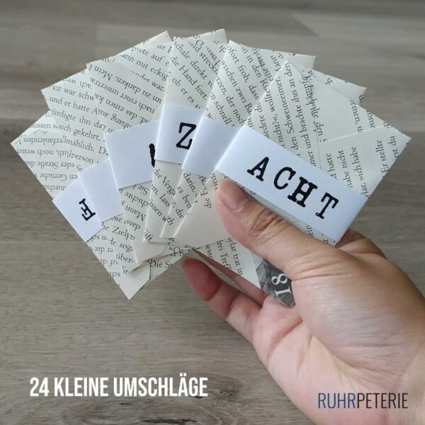 Adventskalender Vintage Briefumschläge zum Befüllen mit Banderole. Handgemacht von Papeterie Online Shop Bochum