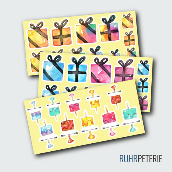 Geburtstag Sticker Set von Papeterie Online Shop aus Bochum