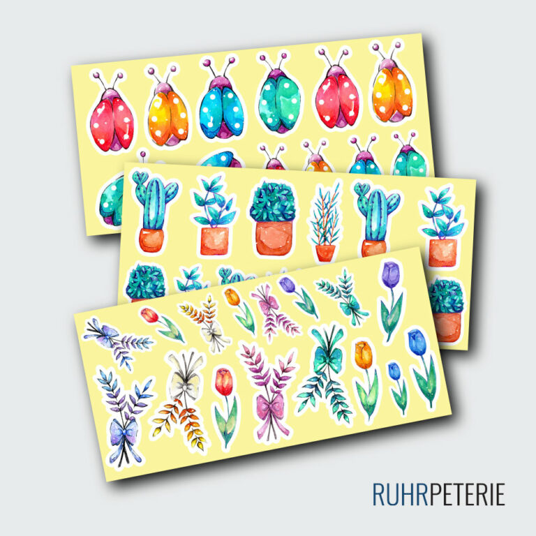 Natur Sticker Set - Blumen Marienkäfer von Papeterie Online Shop