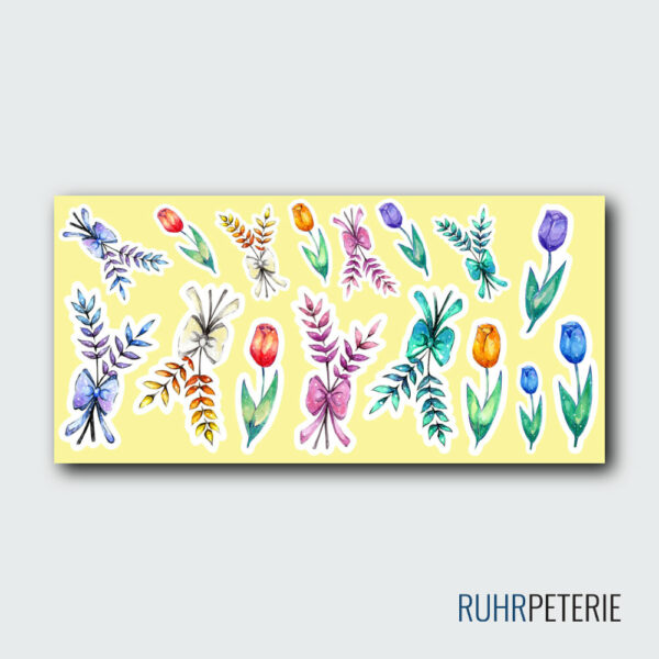 Blumen Sticker Tulpen Weizen - Aquarell von Papeterie Online Shop
