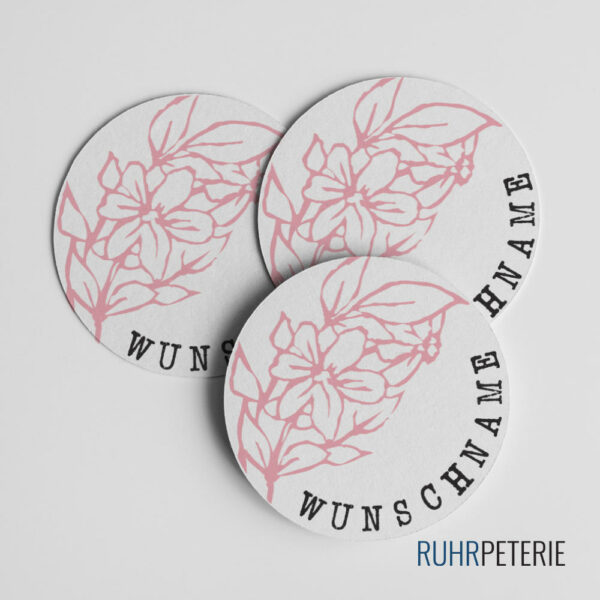 Runde-Sticker-Blumen-rosa-Wunschname-Papeterie-Online-Shop-Bochum