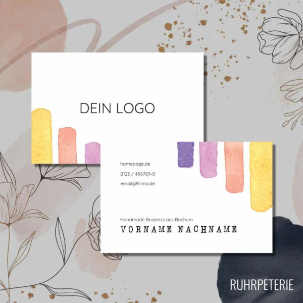 Aquarell Visitenkarten Design für Kreative - Pastellfarben