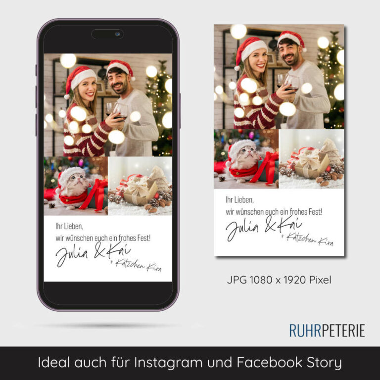 Digitale Weihnachtskarte ecard personalisiert von Papeterie Online Shop Bochum