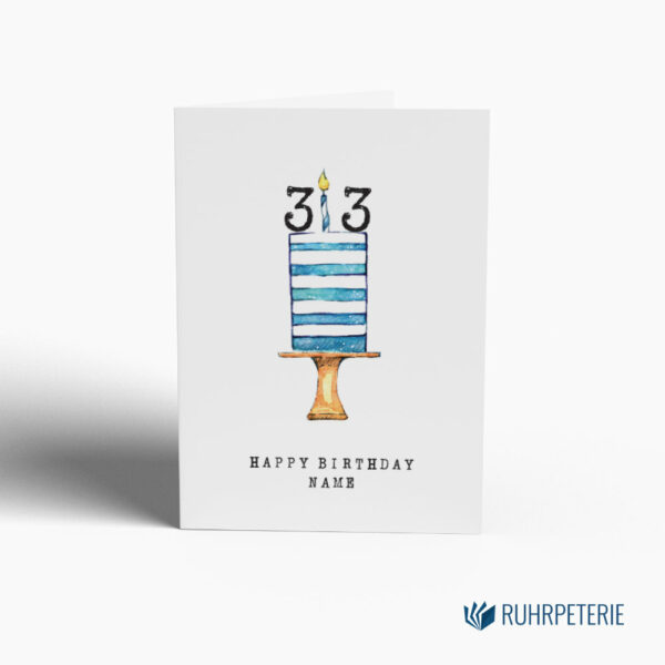 Geburtstagskarte-blau-weiss-Torte-Papeterie-Online-Shop-Bochum