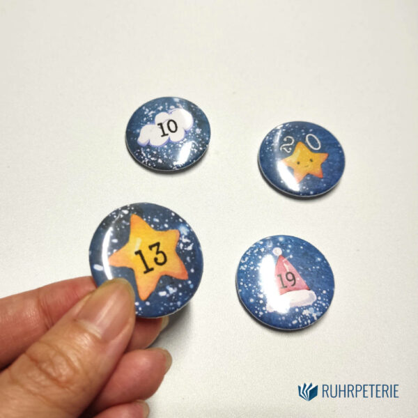 Adventskalender Zahlen Button der kleine Stern Ruhrpeterie